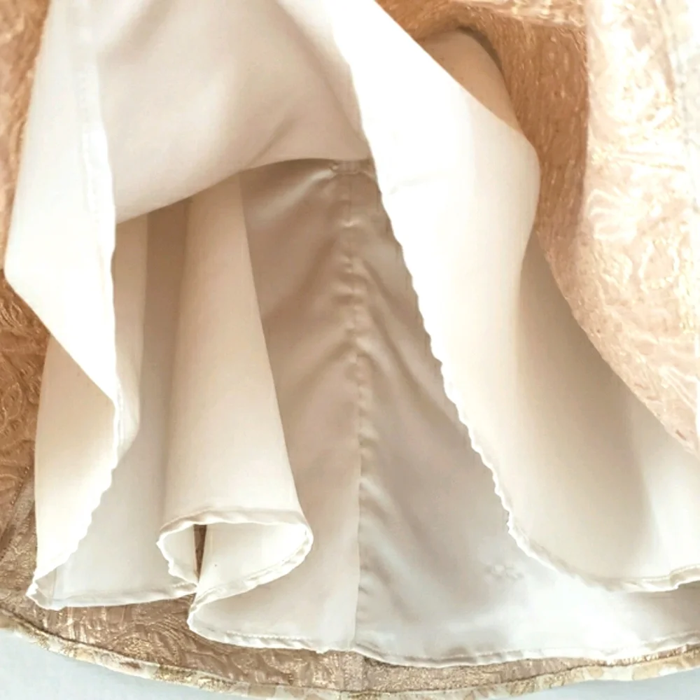 Place Peach/Gold Jacquard Floral Party Dress